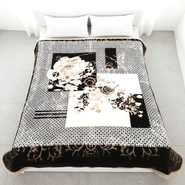 Floral Geometric | Embossed Double Layerd Mink Blanket | 5kg | Double Bed