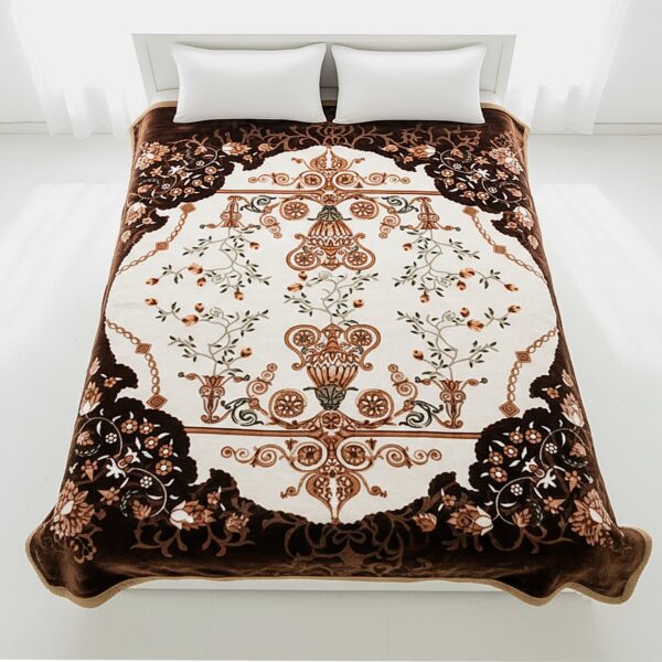 Baroque Cacao | Embossed Double Layerd Mink Blanket | 5kg | Double Bed