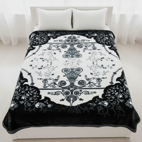 Monarch Scroll | Embossed Double Layerd Mink Blanket | 5kg | Double Bed